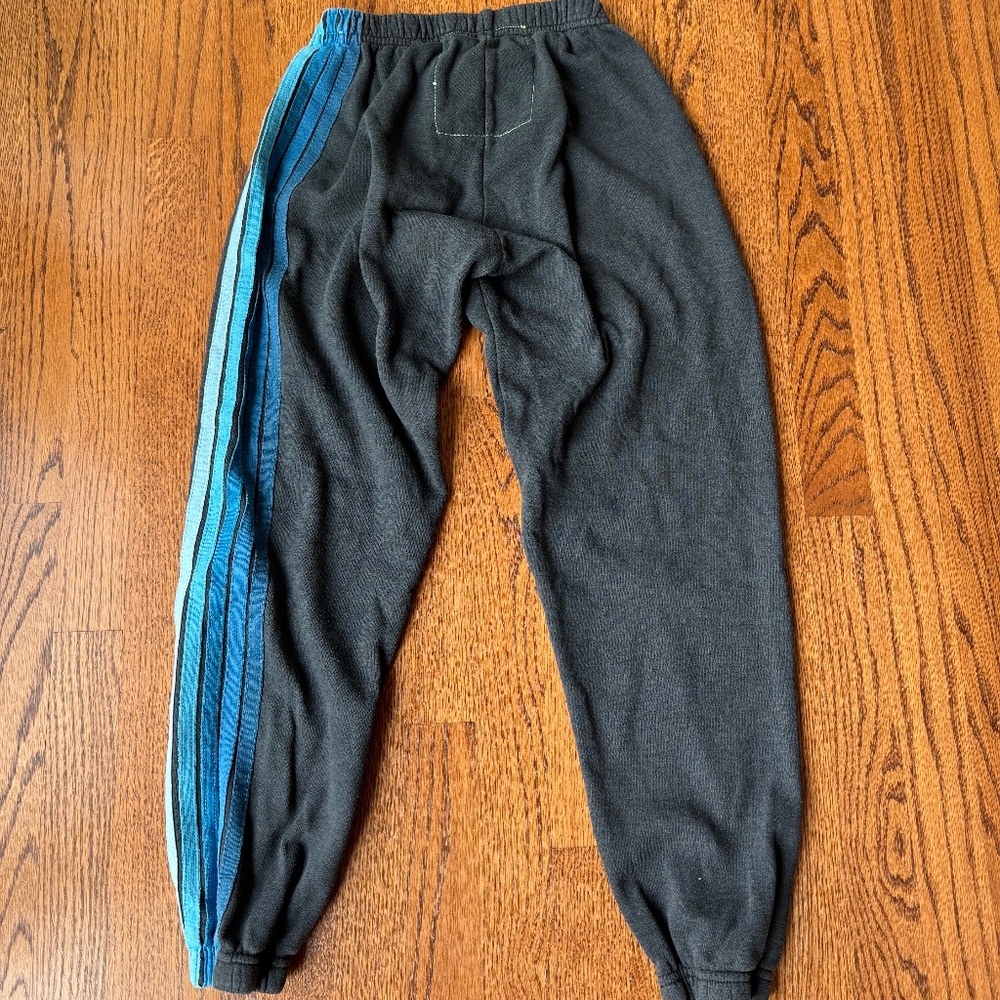 5 Stripe Sweatpants - Charcoal/Blue - size XS